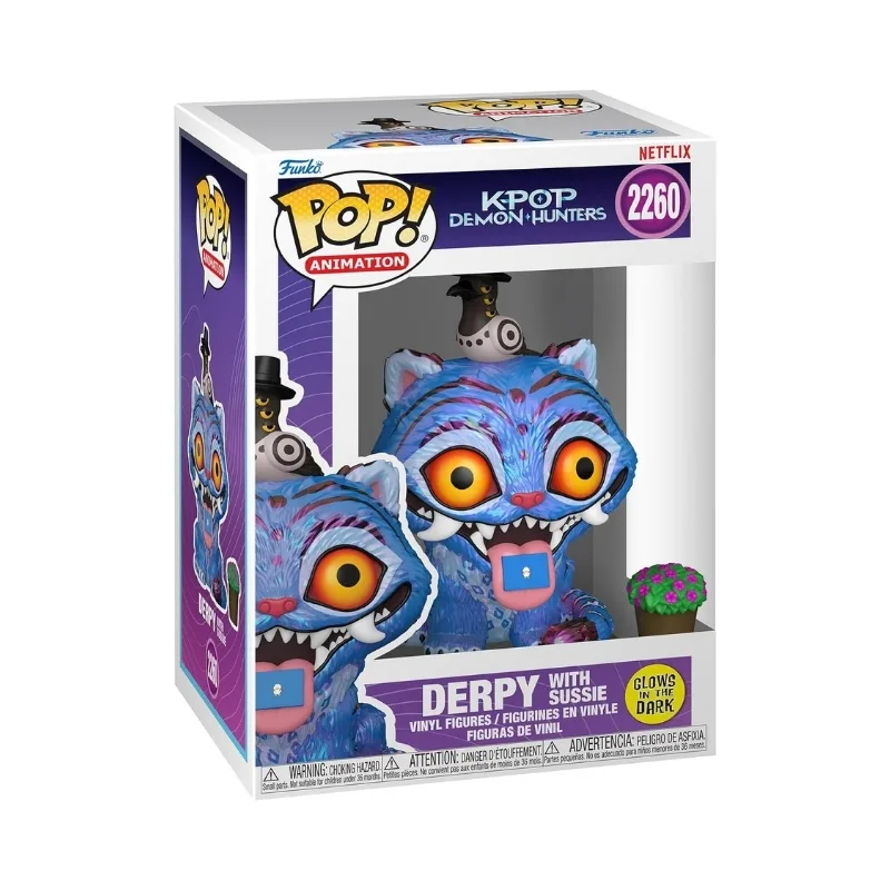 Funko Pop! figure of KPOP Demon Hunters, featuring Derpy with Sussie, showcasing vibrant colors and playful design