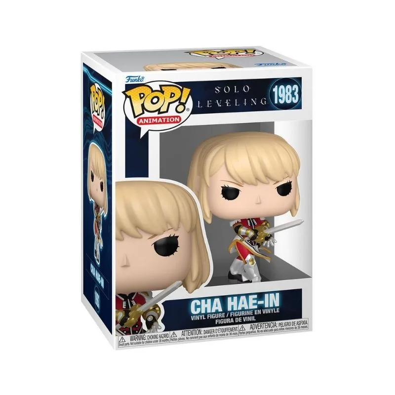 Funko Pop figure of Cha Hae-In from Solo Leveling, depicting an S-Rank Hunter in vibrant anime collectible style