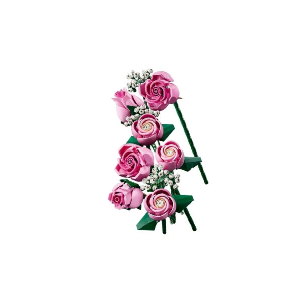 LEGO 10374 Botanicals set featuring a vibrant bouquet of pink roses made from artificial flowers