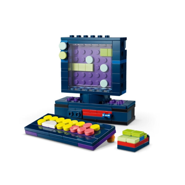 LEGO 31380 Creator 3in1 Retro Gaming Console set featuring a classic console, controller, and game cartridges