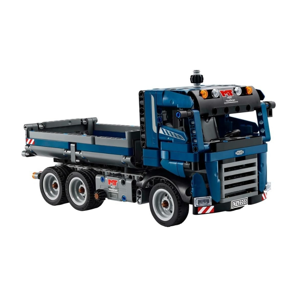 LEGO 42203 Technic Tipping Dump Truck V29 – 6526812-1 LEGO Technic Tipping Dump Truck V29 model showcasing a detailed construction vehicle with a tipping bed and wheels