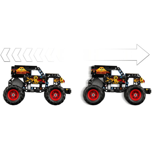 LEGO 42219 set featuring the iconic Monster Jam truck, Grave Digger, with detailed design and vibrant colors