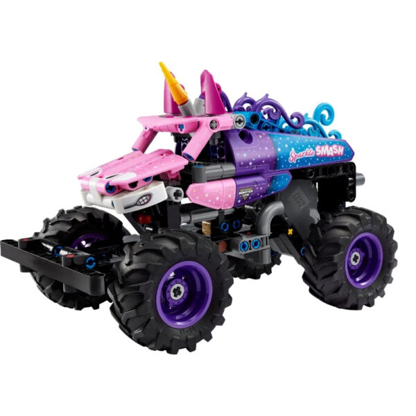 LEGO 42220 Monster Jam Sparkle Smash, featuring a vibrant monster truck design with glittery accents for exciting playtime adventures