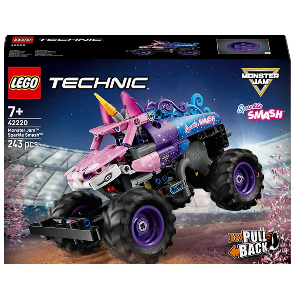 LEGO 42220 Monster Jam Sparkle Smash - 6581026 LEGO 42220 Monster Jam Sparkle Smash, featuring a vibrant monster truck design with glittery accents for exciting playtime adventures