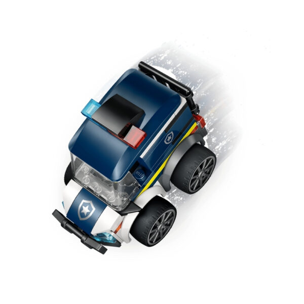 LEGO 60481 Ride Police Truck with a detailed police vehicle, two minifigures, and various crime-fighting accessories