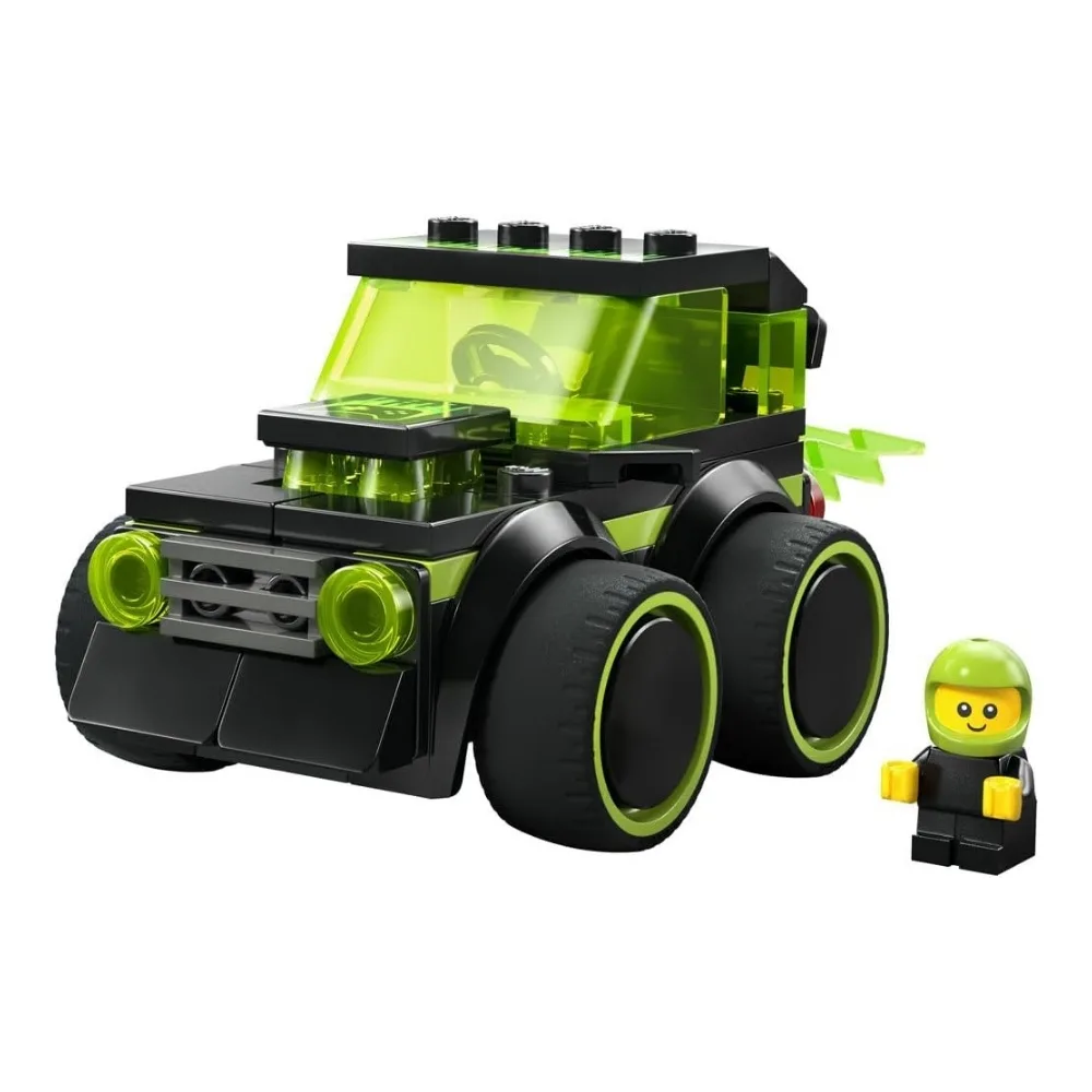 LEGO 60484 City Rides set featuring a colorful gaming race car with a driver and racing accessories