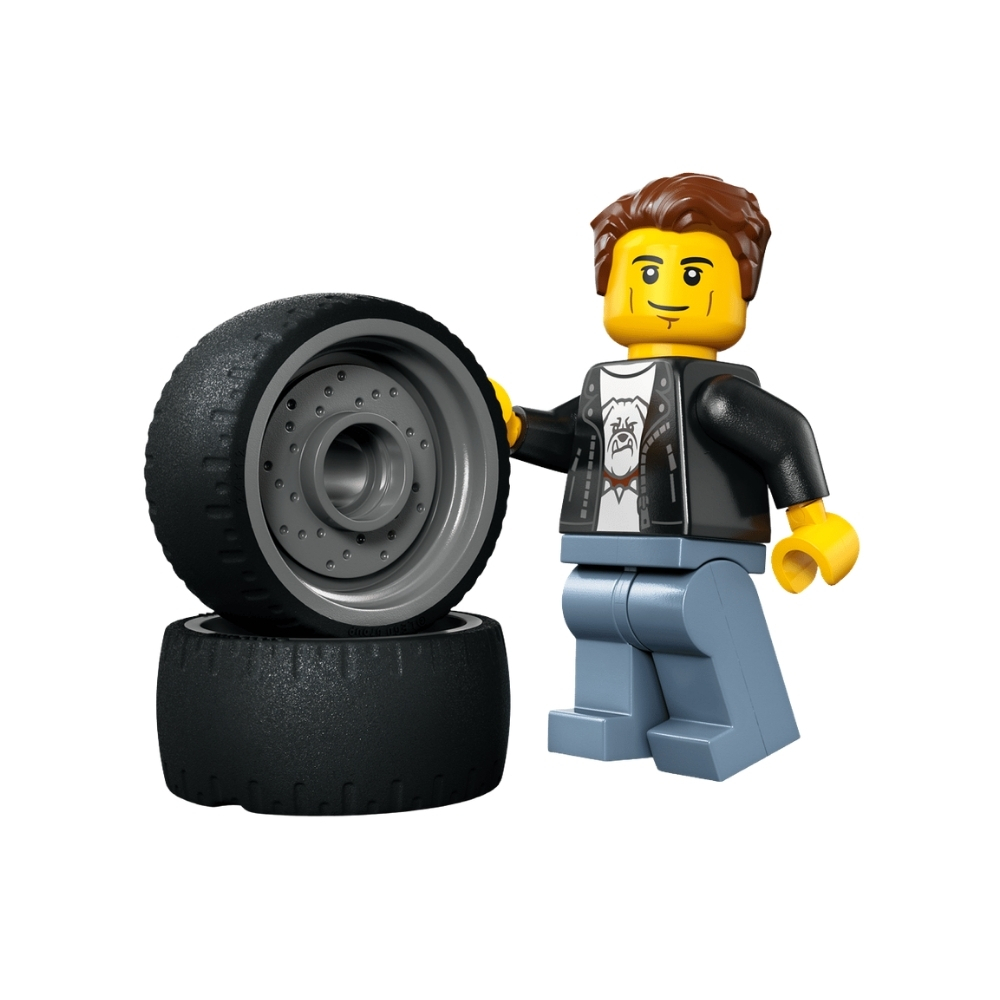 LEGO 60485 Hot Rod – 6581048-4 A colorful LEGO Hot Rod model featuring a sleek design, large wheels, and a vibrant red and yellow color scheme