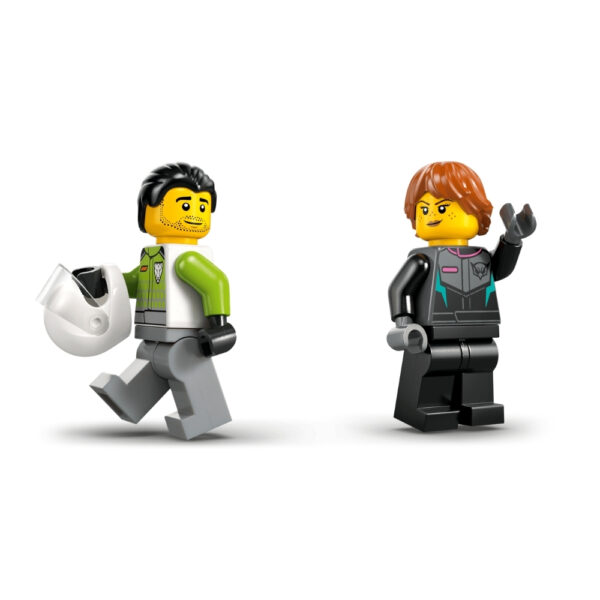 LEGO City 60489 set featuring a jet and a car in a dynamic chase scene with vibrant colors and detailed mini-figures