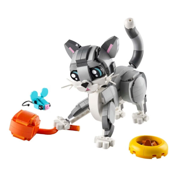 LEGO Creator 31163 set featuring a playful cat model, showcasing vibrant colors and adjustable features for imaginative play