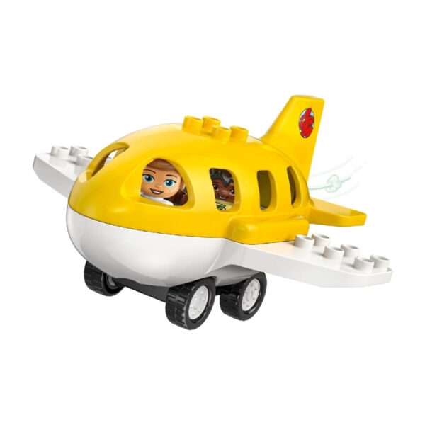 LEGO Duplo 10443 set featuring children playing at an airport with a plane, luggage, and a terminal building