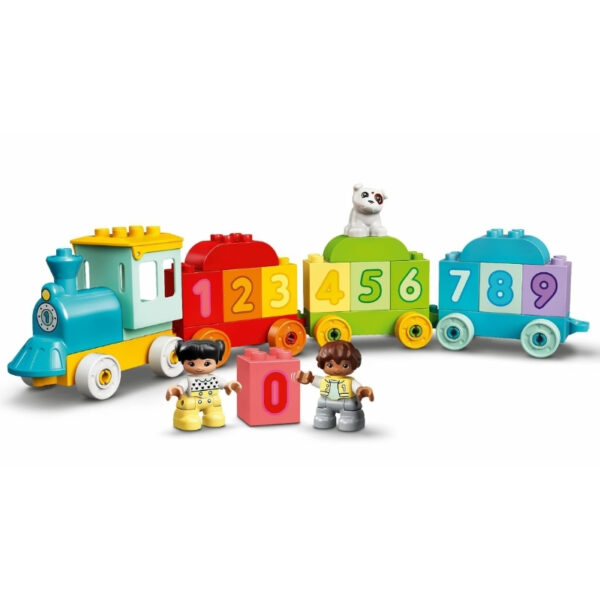 Colorful LEGO Duplo Number Train set with numbered blocks for counting and learning, designed for young children