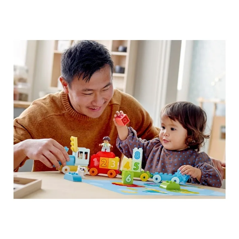 Colorful LEGO Duplo Number Train set with numbered blocks for counting and learning, designed for young children