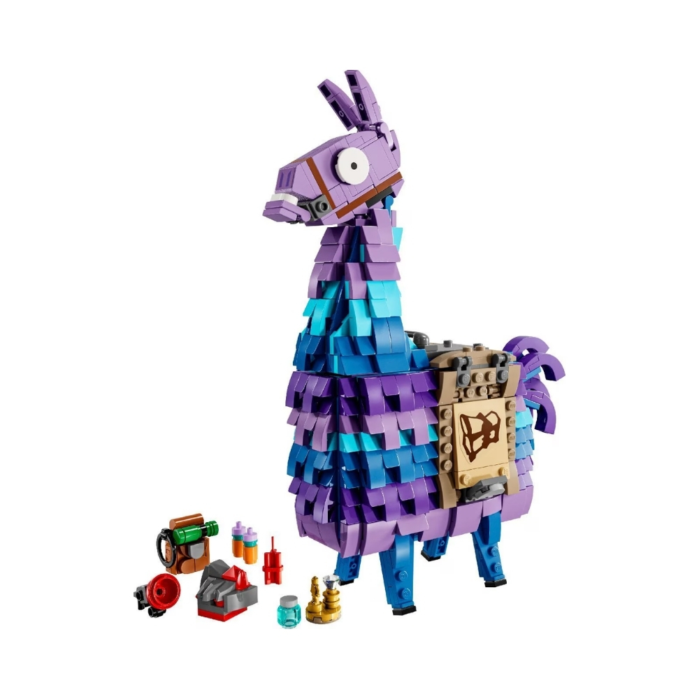 LEGO Fortnite 77071 Supply Llama – 6471362-1 LEGO Fortnite 77071 Supply Llama set featuring a colorful llama figure and various building accessories for creative play