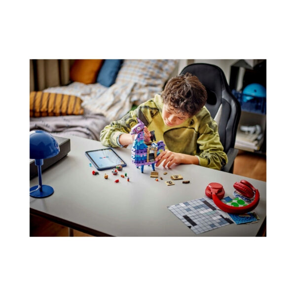 LEGO Fortnite 77071 Supply Llama set featuring a colorful llama figure and various building accessories for creative play