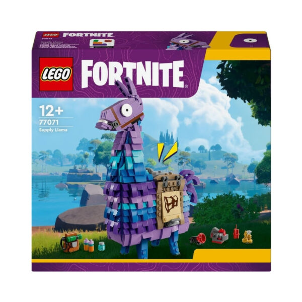 LEGO Fortnite 77071 Supply Llama set featuring a colorful llama figure and various building accessories for creative play