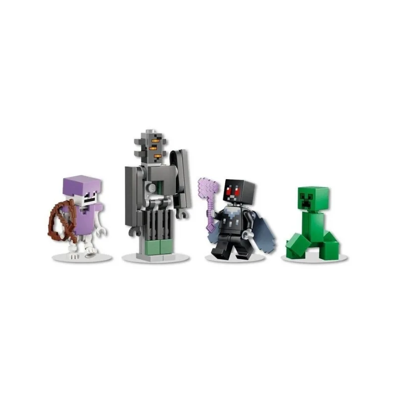 LEGO Minecraft set 21586, The Pale Garden, featuring a blocky landscape with characters and creatures from the game