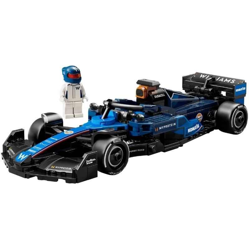 Detailed LEGO model of the Williams FW46 F1 racing car, featuring authentic design elements and vibrant colors