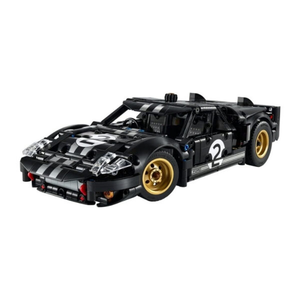 LEGO Technic model of a 1966 Ford GT40 MKII race car, showcasing detailed design and realistic features.