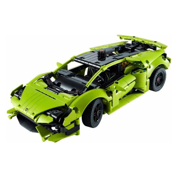 LEGO Technic 42161 model of a Lamborghini Huracán Tecnica, showcasing intricate details and sleek design