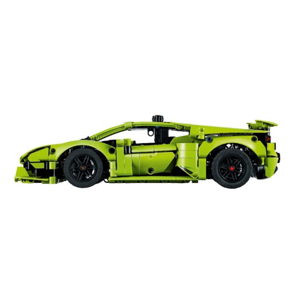 LEGO Technic 42161 model of a Lamborghini Huracán Tecnica, showcasing intricate details and sleek design