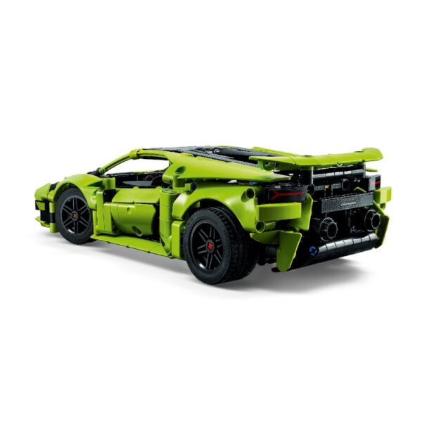 LEGO Technic 42161 model of a Lamborghini Huracán Tecnica, showcasing intricate details and sleek design