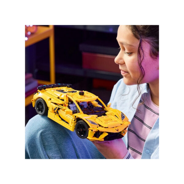 LEGO Technic 42205 model of a Chevrolet Corvette Stingray, showcasing intricate details and realistic design features