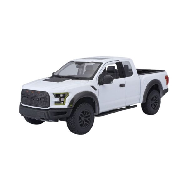 Die-cast model of a 2017 Special Edition Ford Raptor in 1:24 scale, showcasing detailed design and vibrant colors