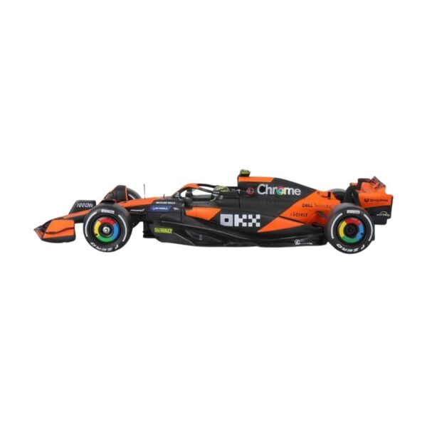 Maisto 1:24 scale model of McLaren F1 car MCL38, featuring USB rechargeable 2.4 GHz remote control for Miami GP