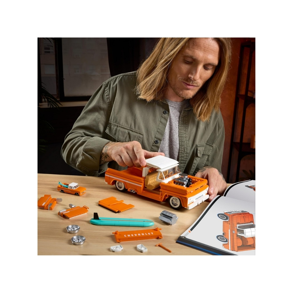 Mattel Brick Shop Hot Wheels Custom ’62 Elite Chevy Pickup – JFT20-5 Hot Wheels Custom '62 Elite Chevy Pickup by Mattel, showcasing a sleek design and bright colors, perfect for collectors