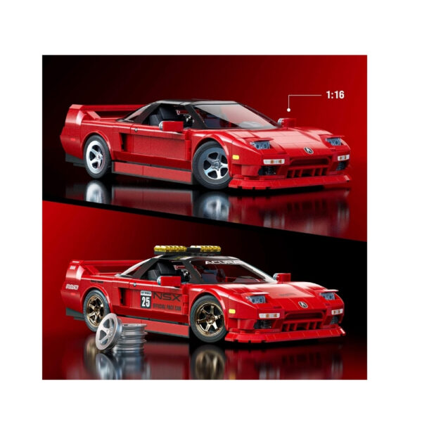 Hot Wheels Elite Acura NSX model from Mattel's Brick Shop, showcasing detailed design and vibrant colors
