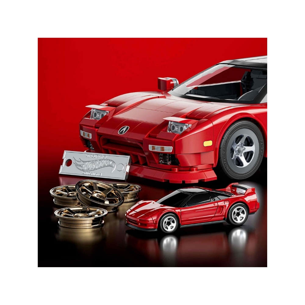 Mattel Brick Shop Hot Wheels Elite Acura NSX – JFT17-3 Hot Wheels Elite Acura NSX model from Mattel's Brick Shop, showcasing detailed design and vibrant colors