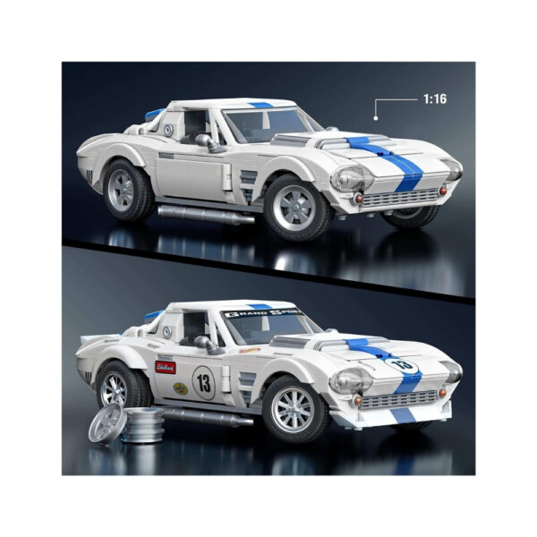 Hot Wheels Elite Corvette Grand Sport model from Mattel, showcasing a detailed die-cast design in vibrant colors