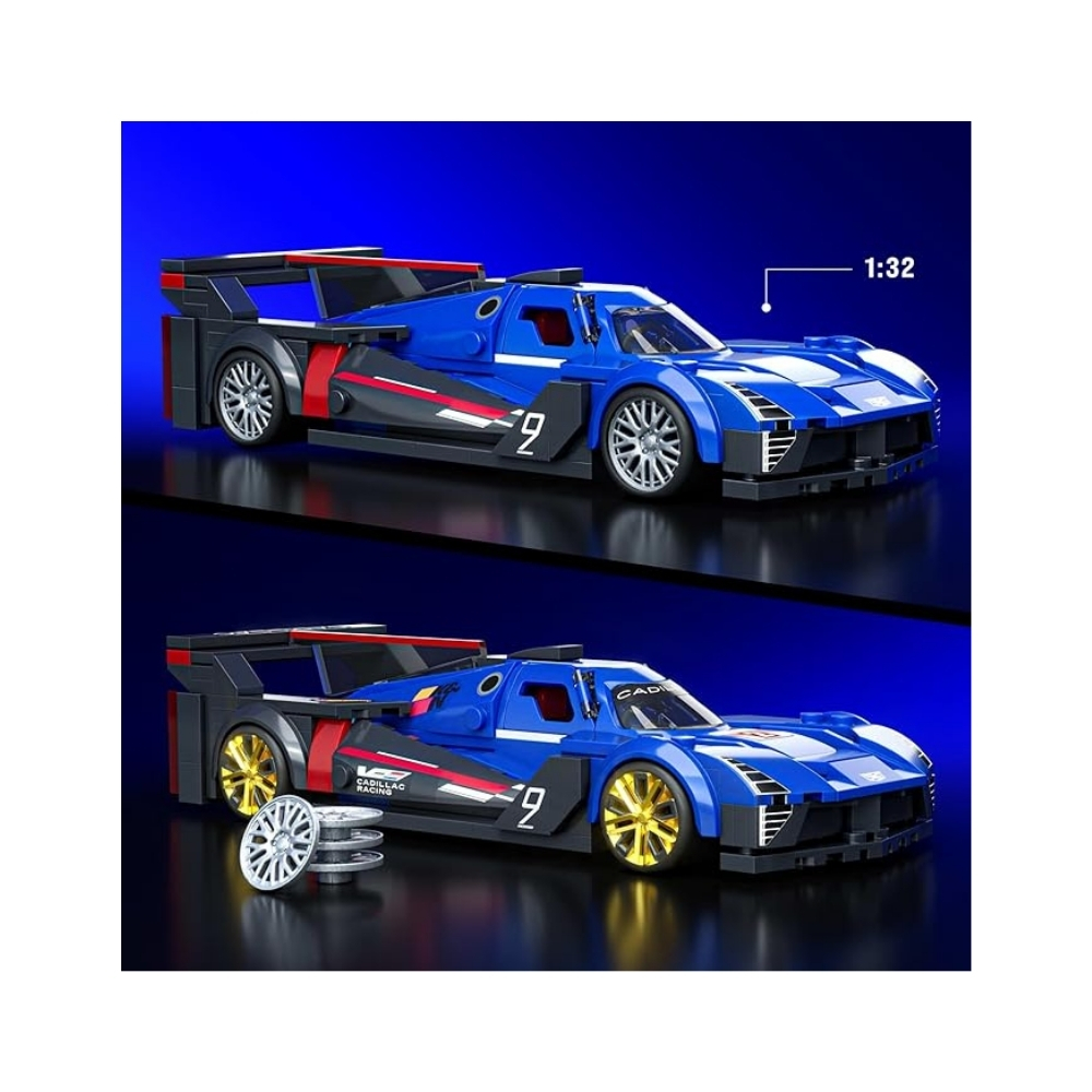 Mattel Brick Shop Hot Wheels Speed Cadillac – JFR89 -2 Hot Wheels Speed Cadillac toy car from Mattel, featuring vibrant colors and sleek design, displayed in a brick shop setting