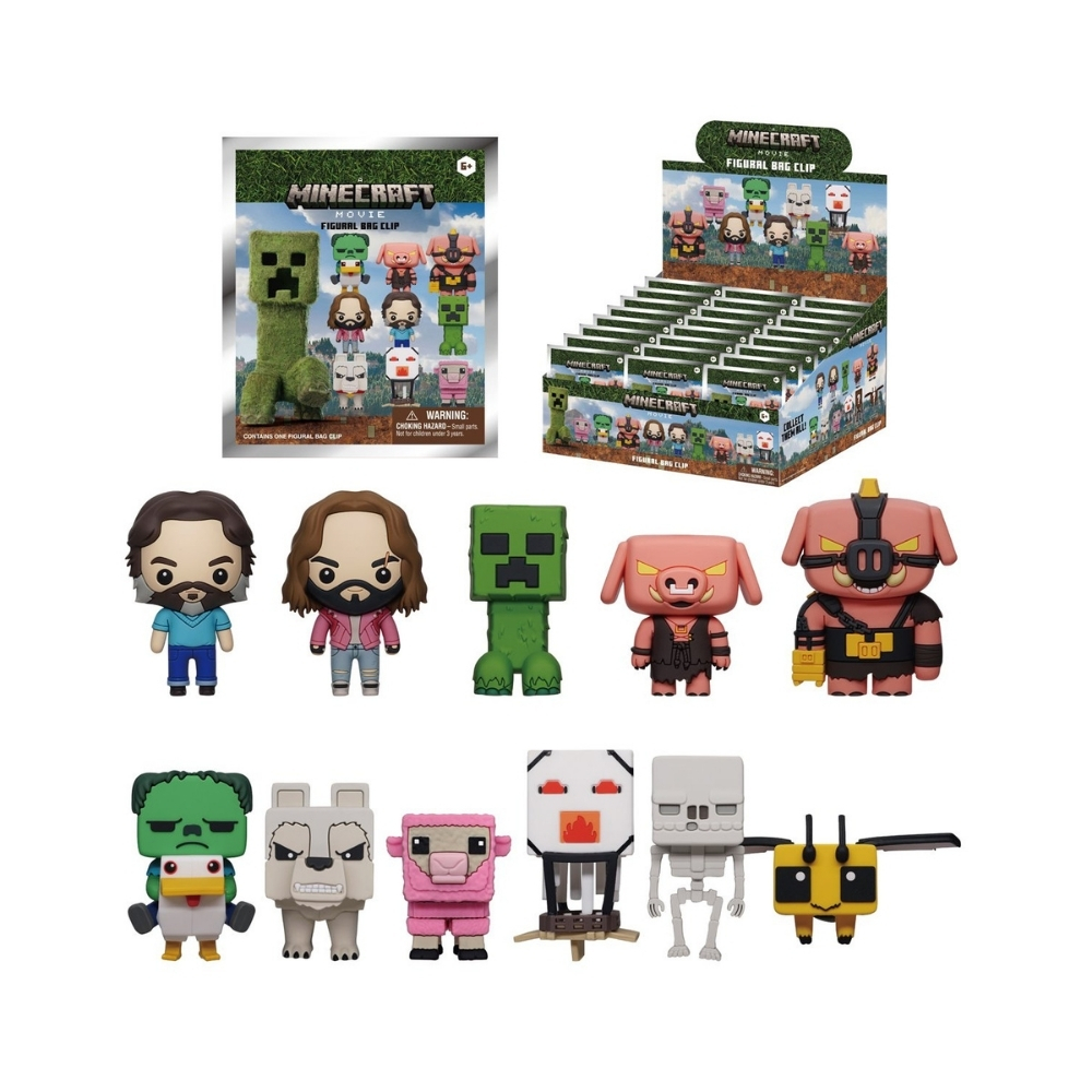 Monogram_ Minecraft Movie 3D Foam Bag Clip Series 1 Blind box - MN37035 Blind box containing a 3D foam bag clip from the Minecraft Movie Series 1 collection