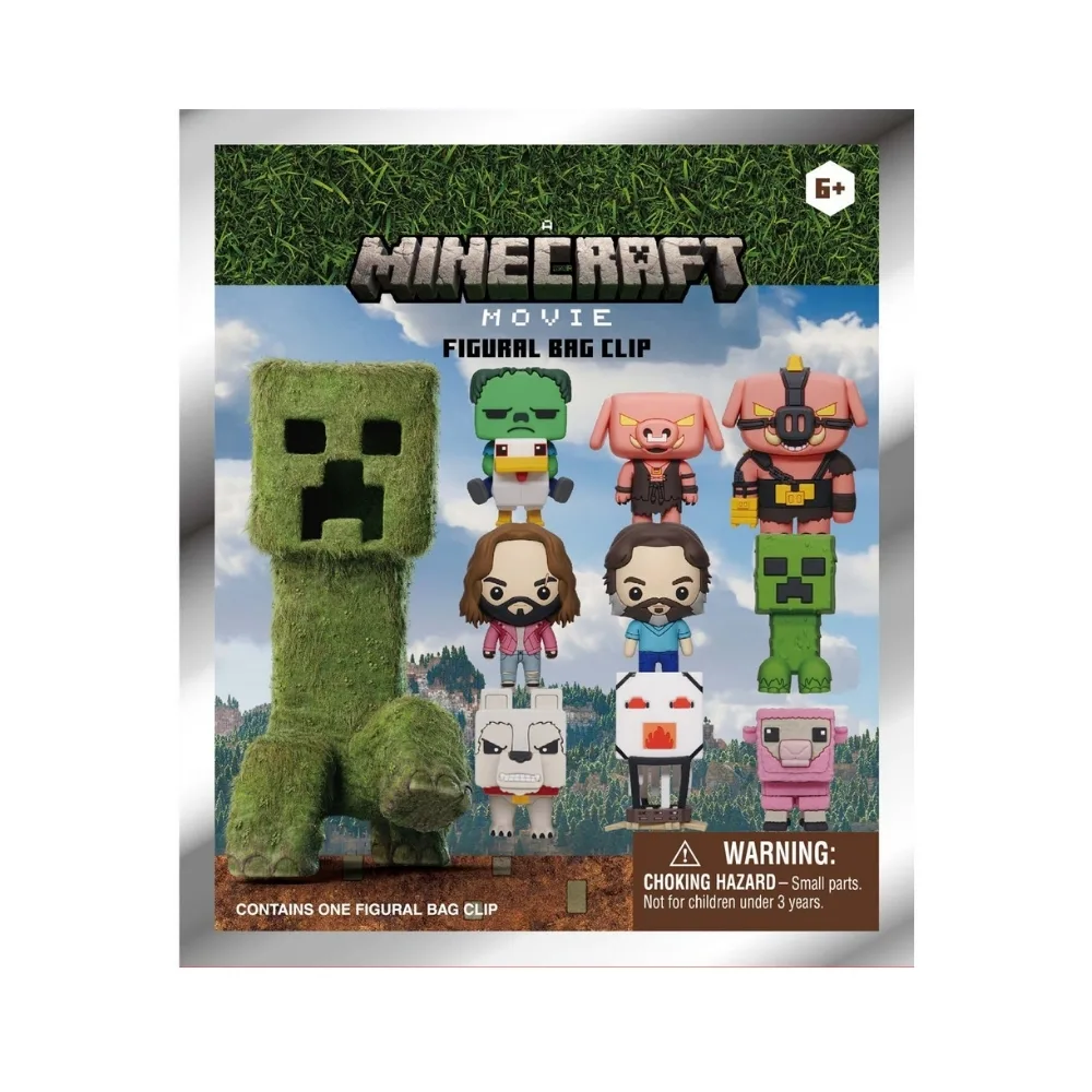 Blind box containing a 3D foam bag clip from the Minecraft Movie Series 1 collection