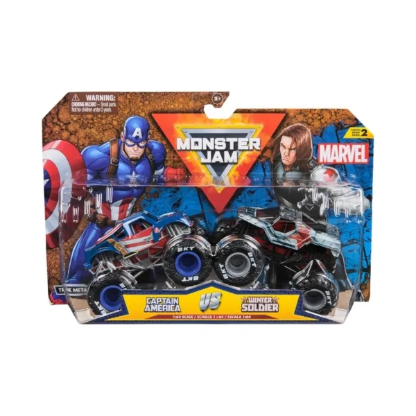 Monster Jam Marvel Vehicles 1:64 2 Pack Captain America vs Winter Soldier – 6071947