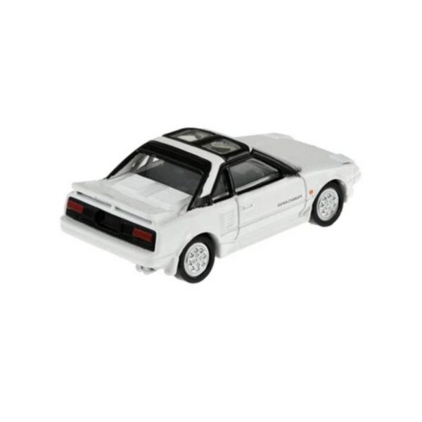 Takara Tomica model of a Toyota MR2, showcasing its sleek design and vibrant colors in a detailed miniature form