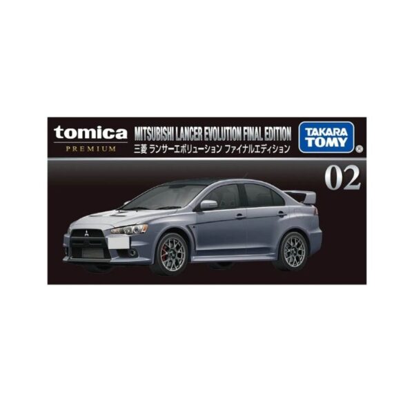 Takara Tomica, Tomica Premium, Mitsubishi Lancer Evolution, Lancer Evo Final Edition, Evo Final Edition model, JDM die-cast car, Japanese sports car model, collectible die-cast car, premium model car, Tomica collectible, Mitsubishi Evo model, scale model car, motorsport collectible, limited edition die-cast