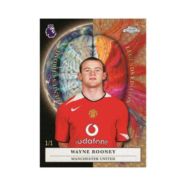 Topps Premier League Chrome 2026 collectible tin featuring vibrant team graphics and player images