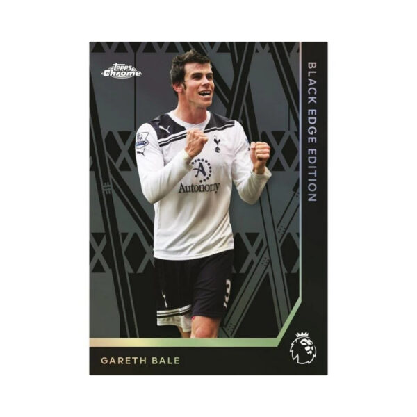 Topps Premier League Chrome 2026 collectible tin featuring vibrant team graphics and player images