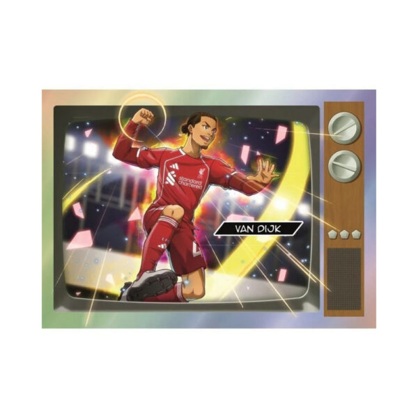 Topps Premier League Chrome 2026 collectible tin featuring vibrant team graphics and player images