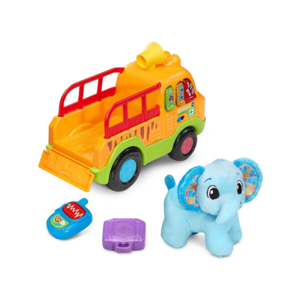 Vtech Learn & Rescue Elephant Truck, a vibrant toy truck with an elephant theme, designed for educational and fun activities
