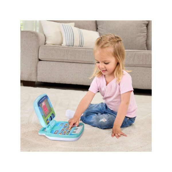 Vtech Swipe & Learn Laptop featuring colorful buttons and a touchscreen for interactive learning and play for young children