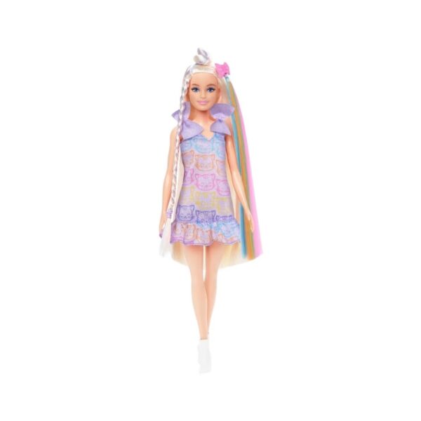 Barbie Hair Play Doll, Caucasian, featuring long blonde hair and vibrant hair accessories for creative styling fun.