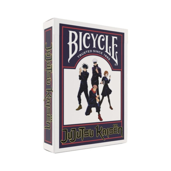 A deck of Jujutsu Kaisen playing cards featuring characters and artwork from the popular anime series