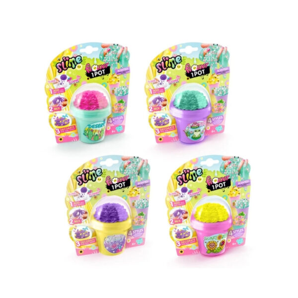 A random flower pot filled with colorful slime from Canal Toys, style and color may vary
