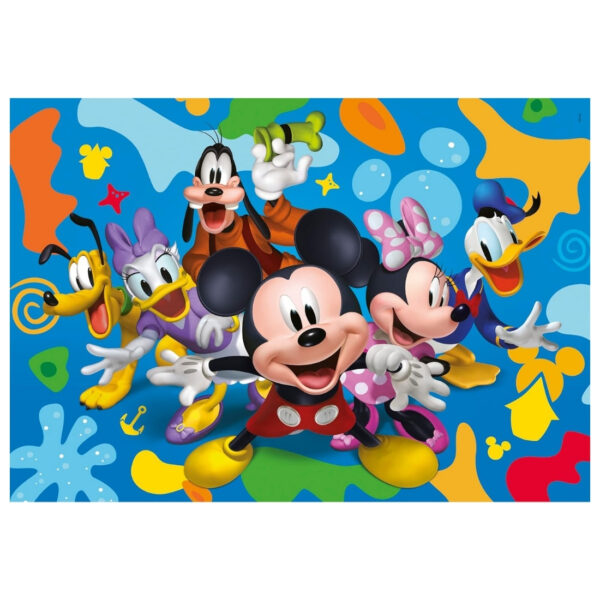 Colorful 104-piece puzzle featuring Disney's Mickey and Friends characters, ideal for children and puzzle enthusiasts