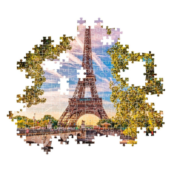 500-piece Clementoni puzzle featuring a scenic view along the Seine River, showcasing vibrant colors and charming architecture