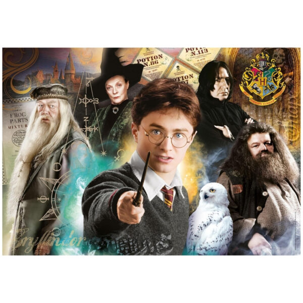 Clementoni Harry Potter 500-piece puzzle with vibrant imagery of beloved characters, includes a decorative poster