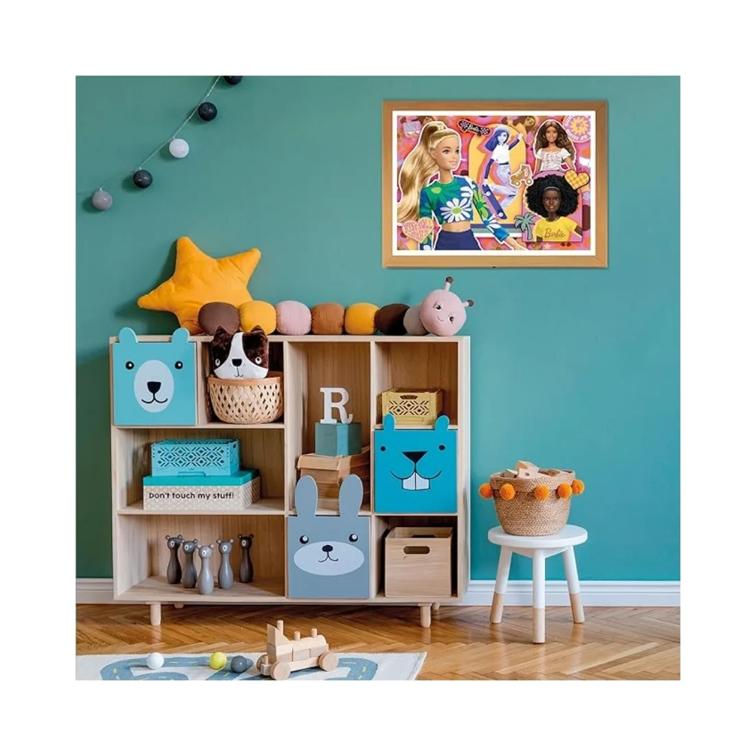 A colorful 104-piece Clementoni puzzle featuring Barbie in sporty attire, showcasing her active lifestyle and vibrant personality